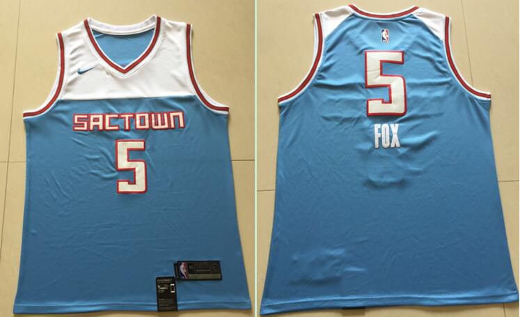 Men Sacramento Kings #5 Fox Light Blue City Edition Game Nike NBA Jerseys->sacramento kings->NBA Jersey